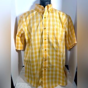 LL Bean Shirt Plaid Yellow Men L-Reg Traditional Fit